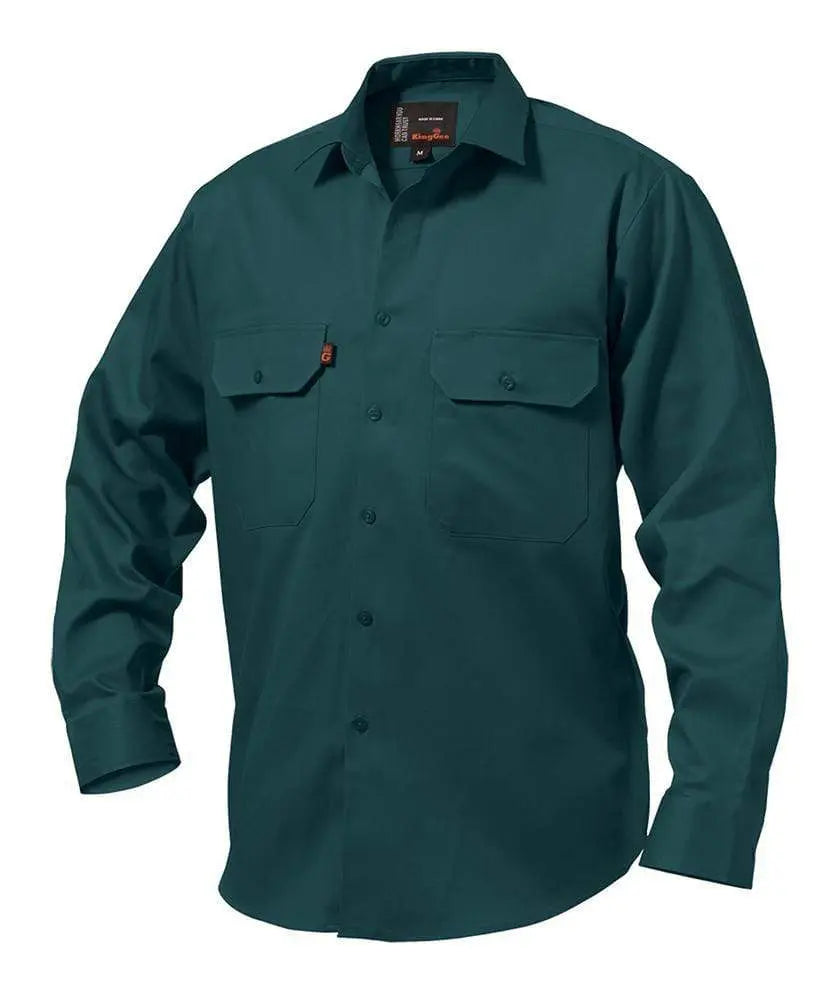 KingGee Open Front Long Sleeve Drill Work Shirt K04010 Metro Workwear.